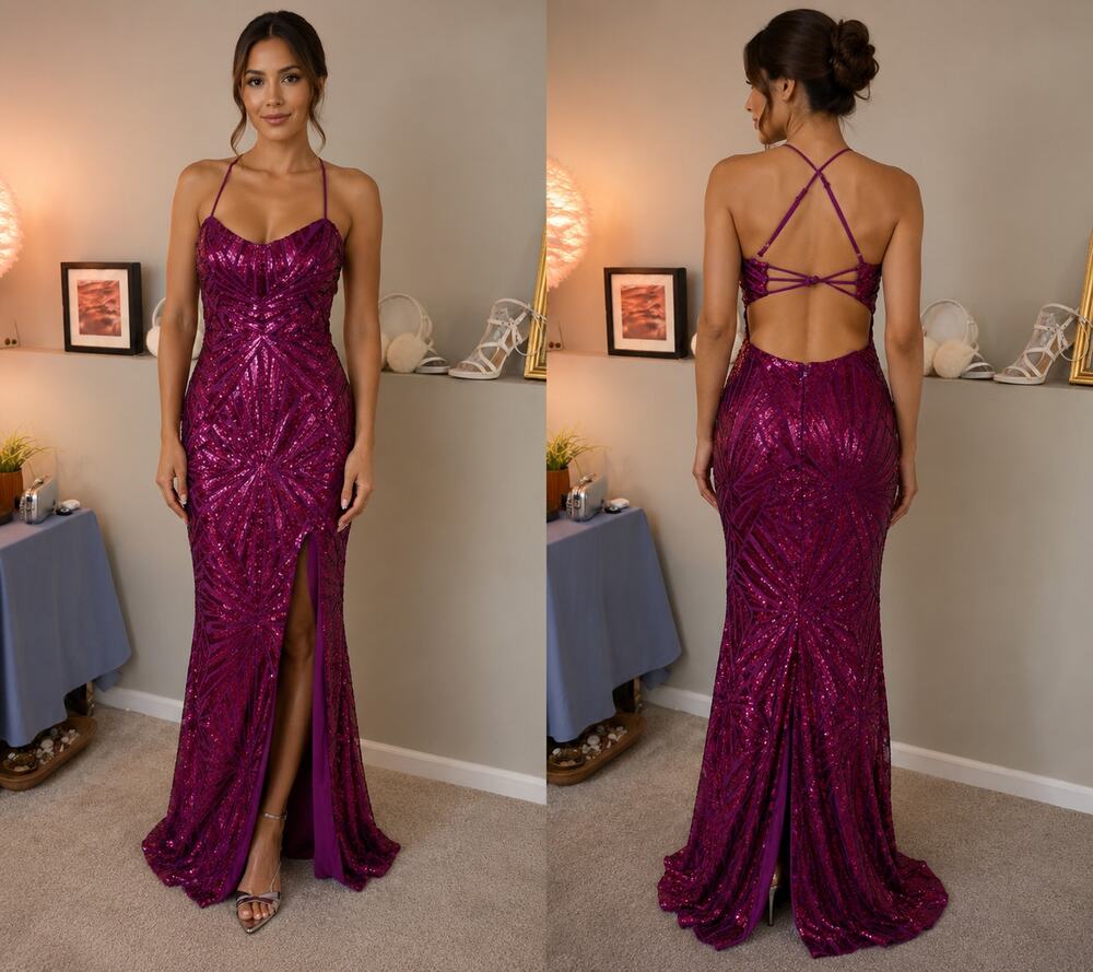 City Vibe - Iridescent Sequin Asymmetric Dress